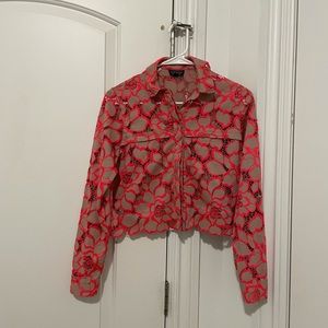 Topshop floral brocade cropped top
